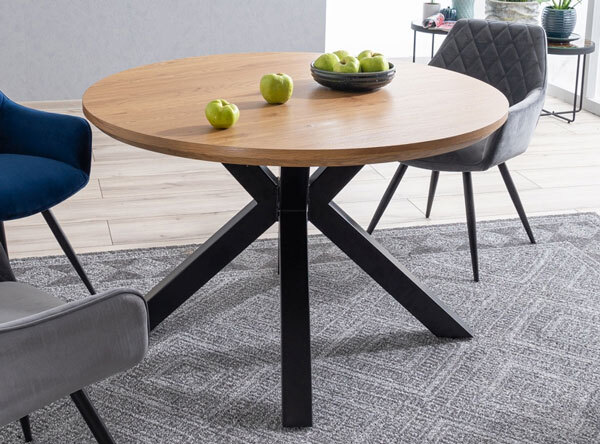 runder Esstisch Küchentisch Ritmo 120x120x75cm Eiche schwarz