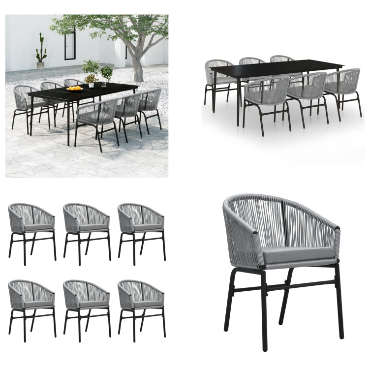 vidaXL 7-dielny záhradný jedálenský set sivý - Záhradný jedálenský set - Záhradné jedálenské sety - Jedálenský set - Jedálenský set na terasu
