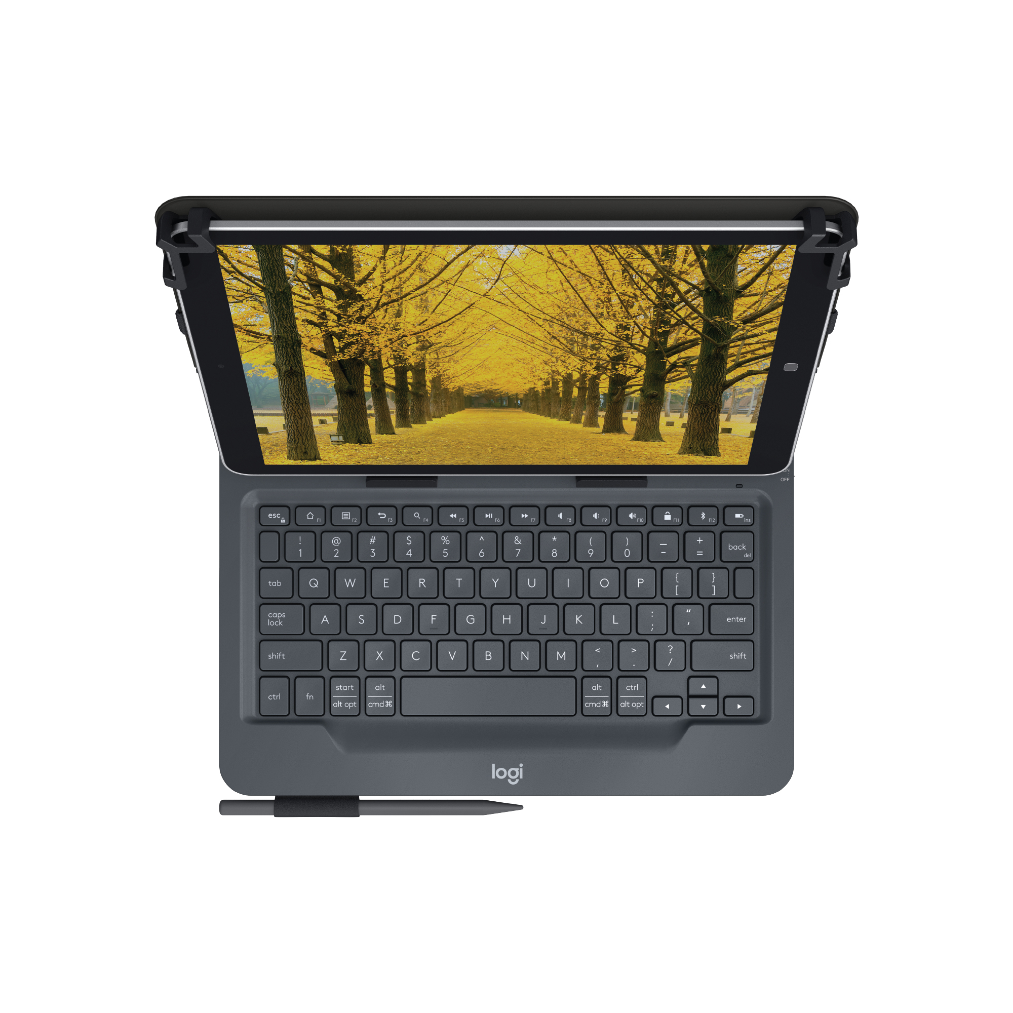 Logitech Universal Folio Keyboard Case, fr 9-10 Zoll Apple-, Android-, Windows-Tablets, US, Schwarz 920-008341