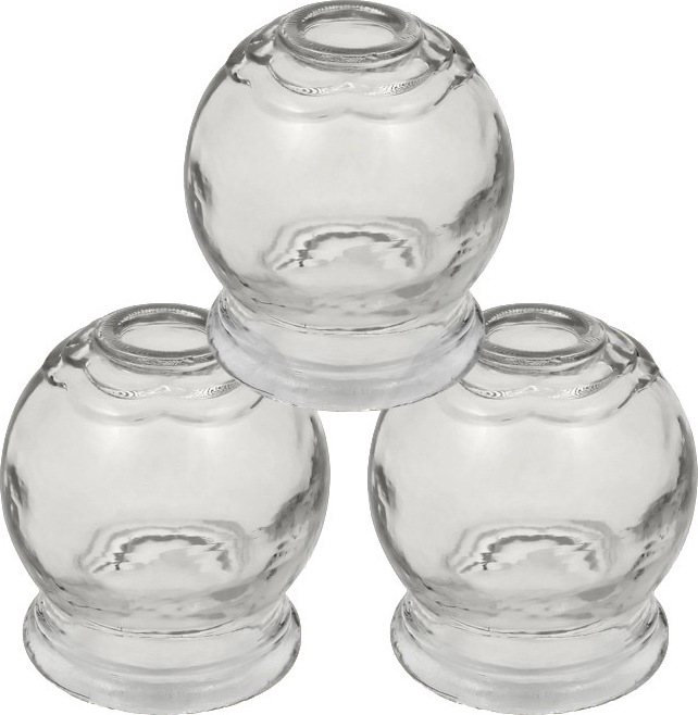 Rukauf 6 SET Schröpfglas Extra Groß, ø 6 cm Höhe 7,5 cm Schröpfen aus Glas (Feuerschröpfen) Vakuum Massage / Glass Cupping Dia 6 cm