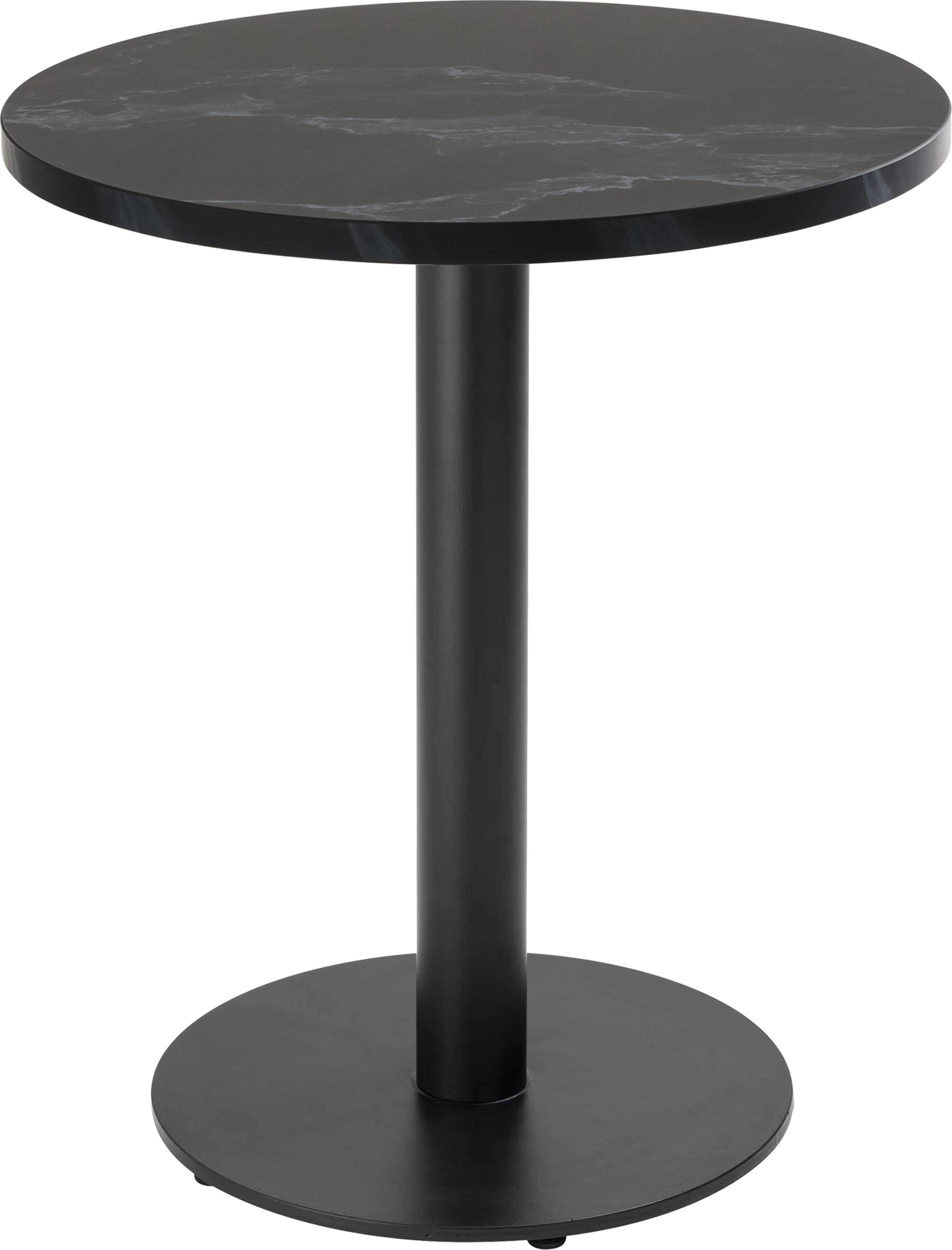 Tisch rund 60 cm schwarzes Bein und schwarze Marmorbeschichtung - Oviala Rivoli 113168