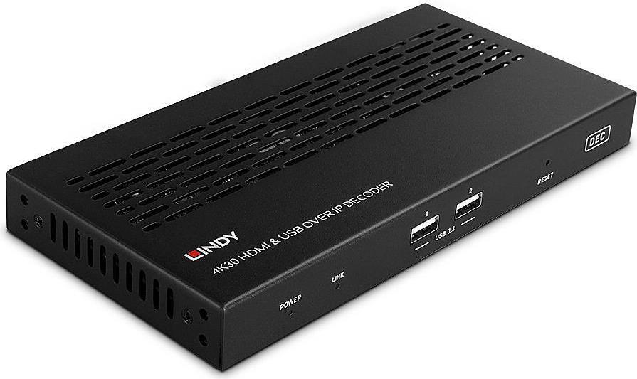 Lindy 4K30 HDMI & USB over IP Decoder Multicast & Videowall 38397