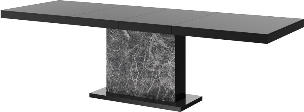 designimpex Design Esstisch Tisch HME-111 Hochglanz ausziehbar 160 bis 256 cm HME-111SwhgMarmDu