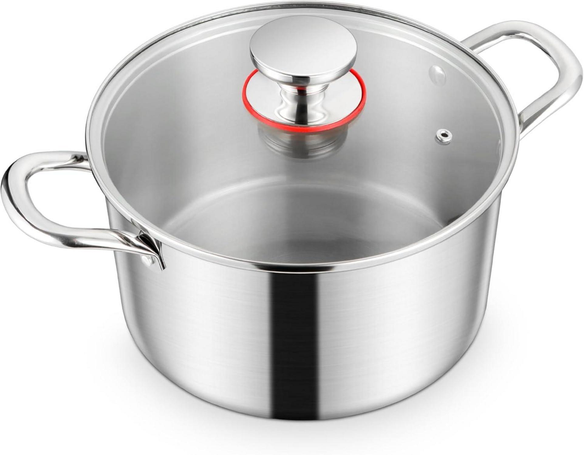 Sonstige Homikit 20cm Edelstahl Kochtopf mit Glasdeckel, 3,3L Induktion Suppentopf