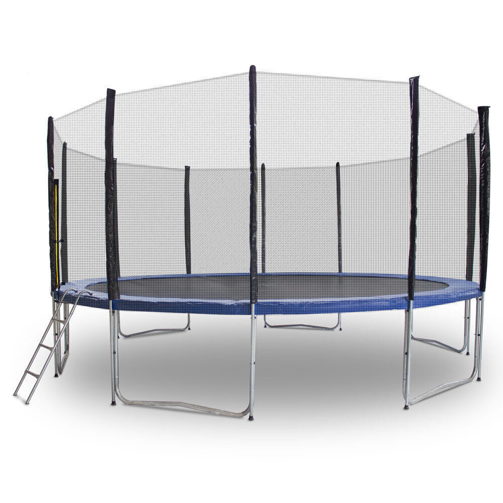 Trampolin-King 490cm Trampolin mit Sicherheitsnetz, Randabdeckung, Leiter, Blau, MS-16533
