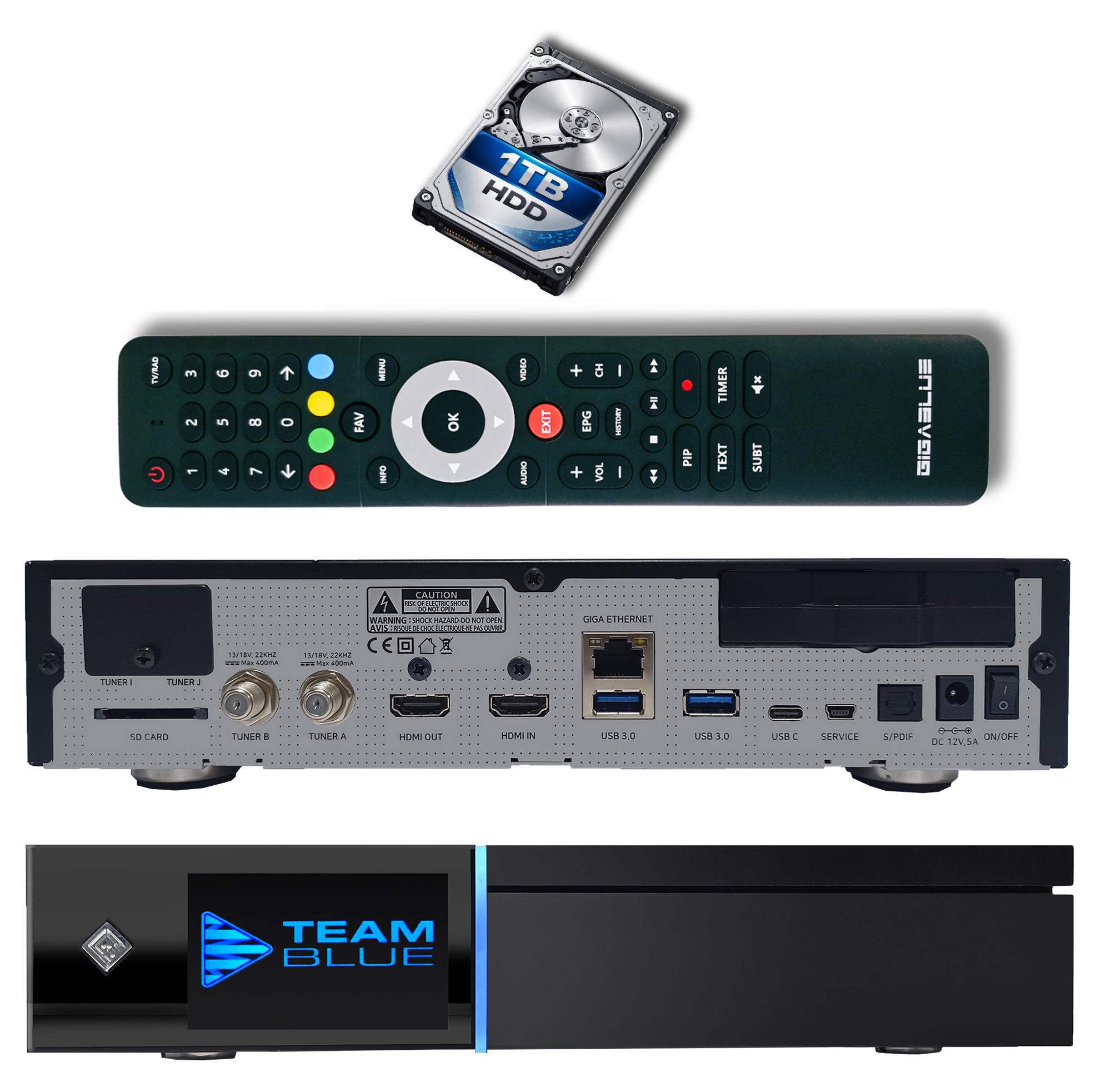 GigaBlue UHD Quad 4K Pro 2x FBC DVB-S2 Twin Tuner 3x USB 3.0 E2 Linux Receiver + 1TB HDD Festplatte GB-Quad-4K-Pro-1TB HDD