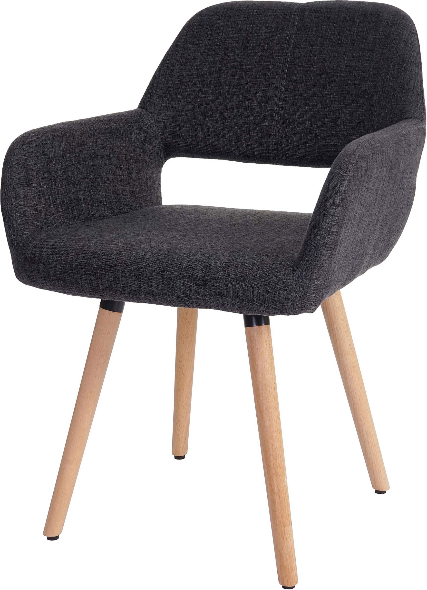 Jedálenská stolička HWC-A50 II, stolička kuchynská stolička, retro dizajn 50. rokov ~ textil, tmavosivá, svetlé nohy