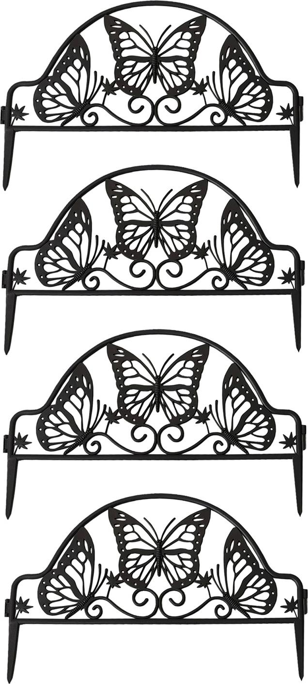 HTI-Living Beeteinfassung 200 cm Schmetterling mit Lichterkette