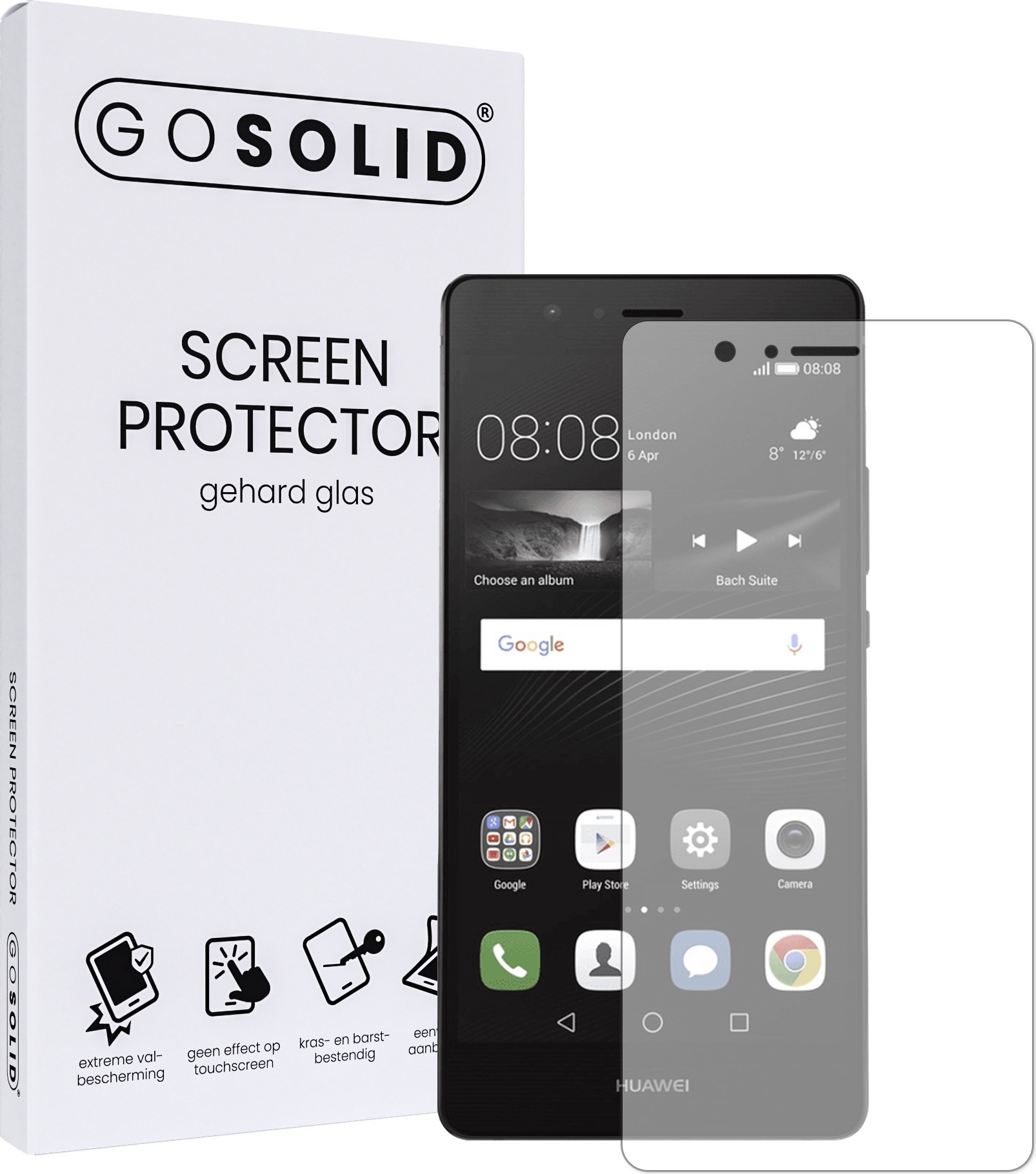 GO SOLID! Ochranné tvrdené sklo na displej Huawei P8