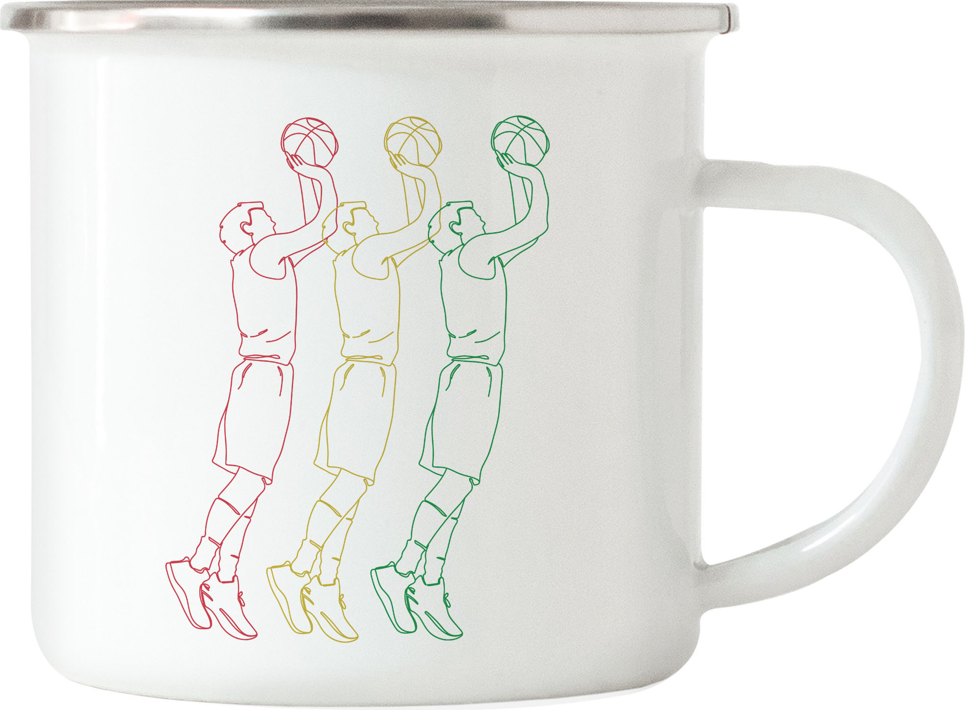 Hey!Print Basketball Emaille Tasse Leben Mannschaft Spieler Teamsport Gewinner Ballsport Jersey Team Mannschaftssport HP-1793-E