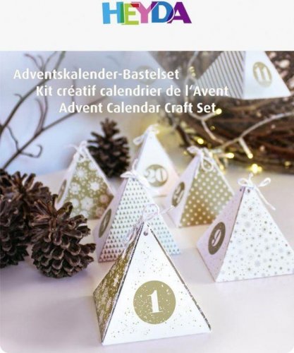 Heyda 204870761 Adventný kalendár, sada 8 x 8 x 9 cm, balenie 20 x 27 cm zlatá farba/biela