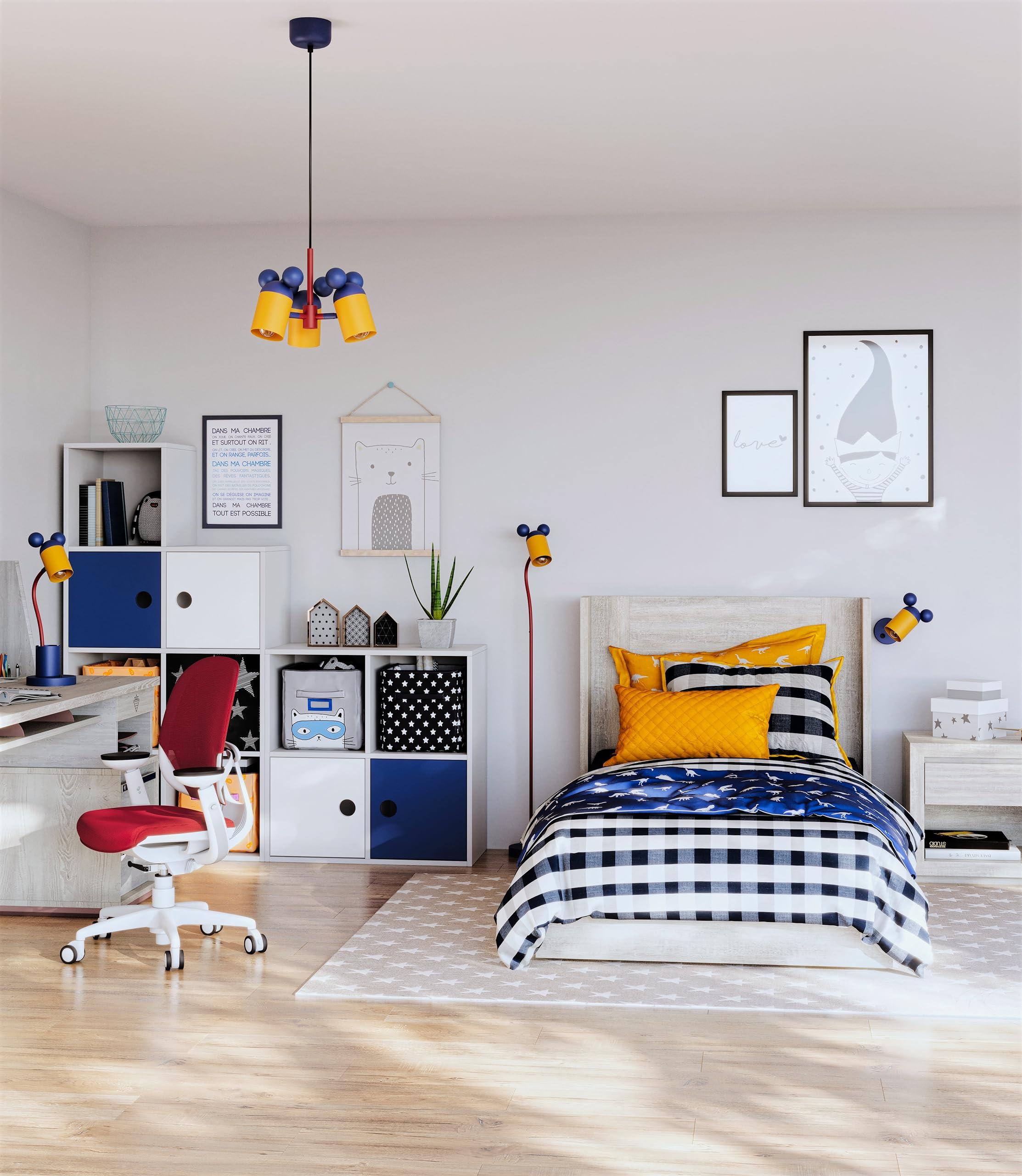 GTV - MOUSE Schreibtischlampe - max.250V, 50/60Hz, 1*E27, max.25 W, ?.8 cm, IP20, marineblau/gelb - Kinderschreibtischlampe Tischlampe Leuchten für Kinder LB-MOUS-27-DEC