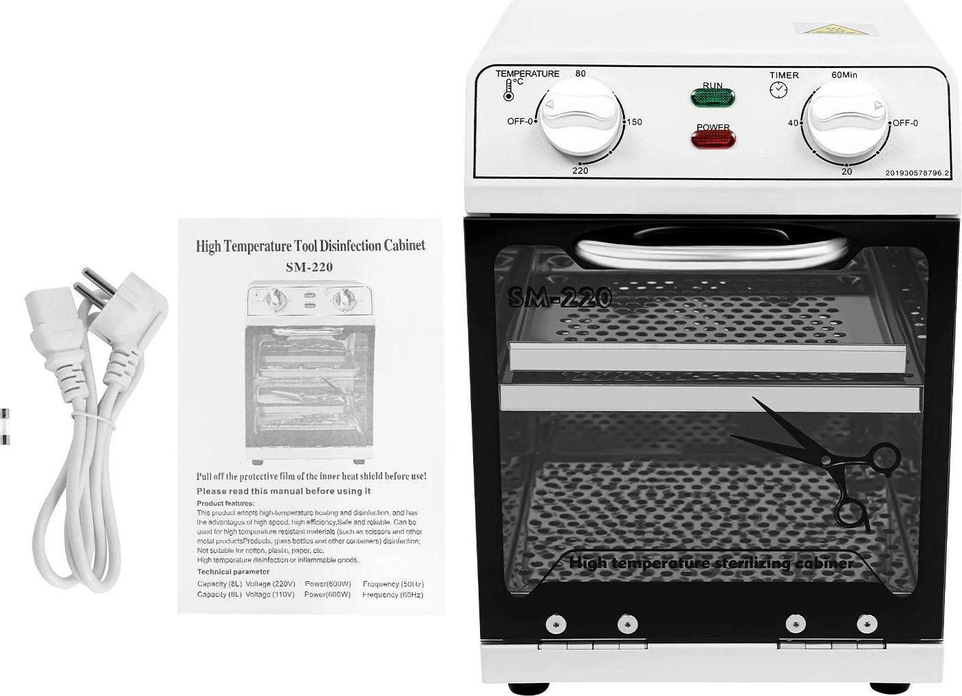 StarTech Hochtemperatur-Sterilisator - Nagelwerkzeug Reinigungsgerät - 600 W - 8 L - 0–220 °C - 220 V - CE - Weiß 1005009940153183_12000050633299922