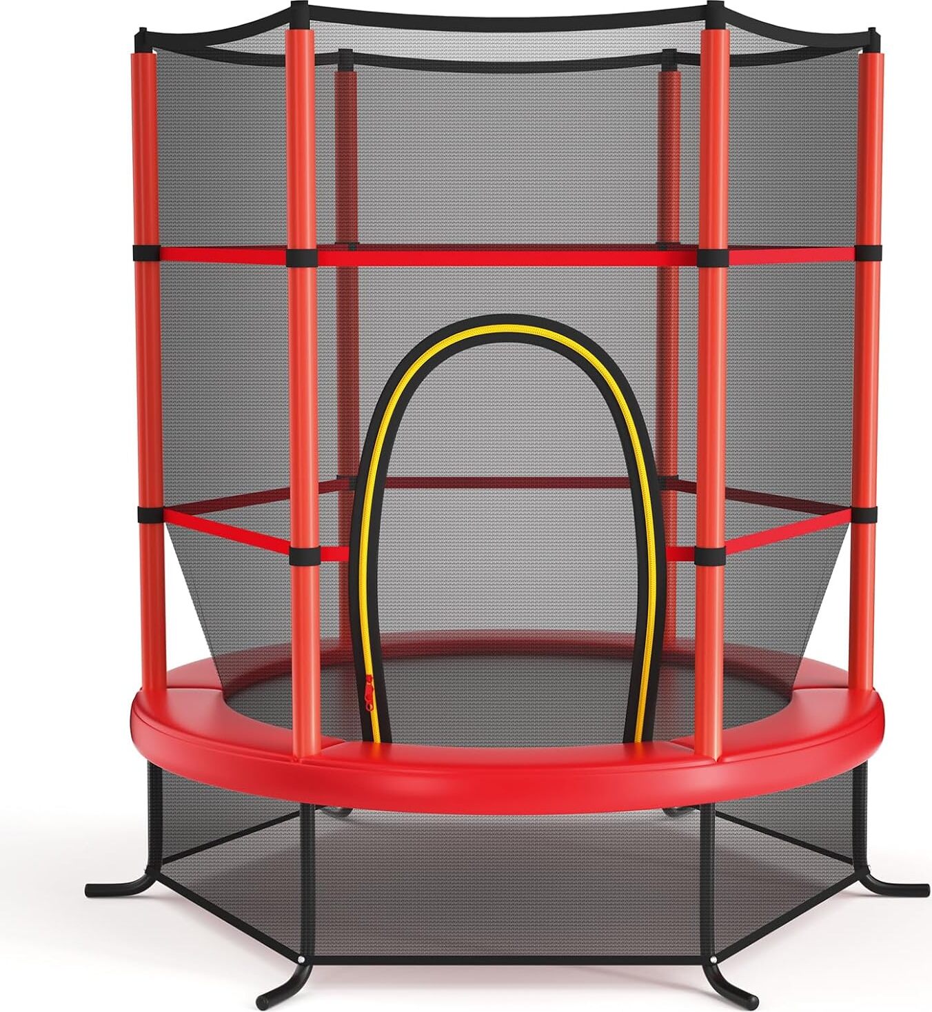 KOMFOTTEU trampolína pre deti od 3 do 6 rokov, trampolína s bezpečnostnou sieťou, trampolína na vonkajšie použitie, na záhradu, so zipsom, nosnosť 135 kg, 165 x 165 x 161 cm