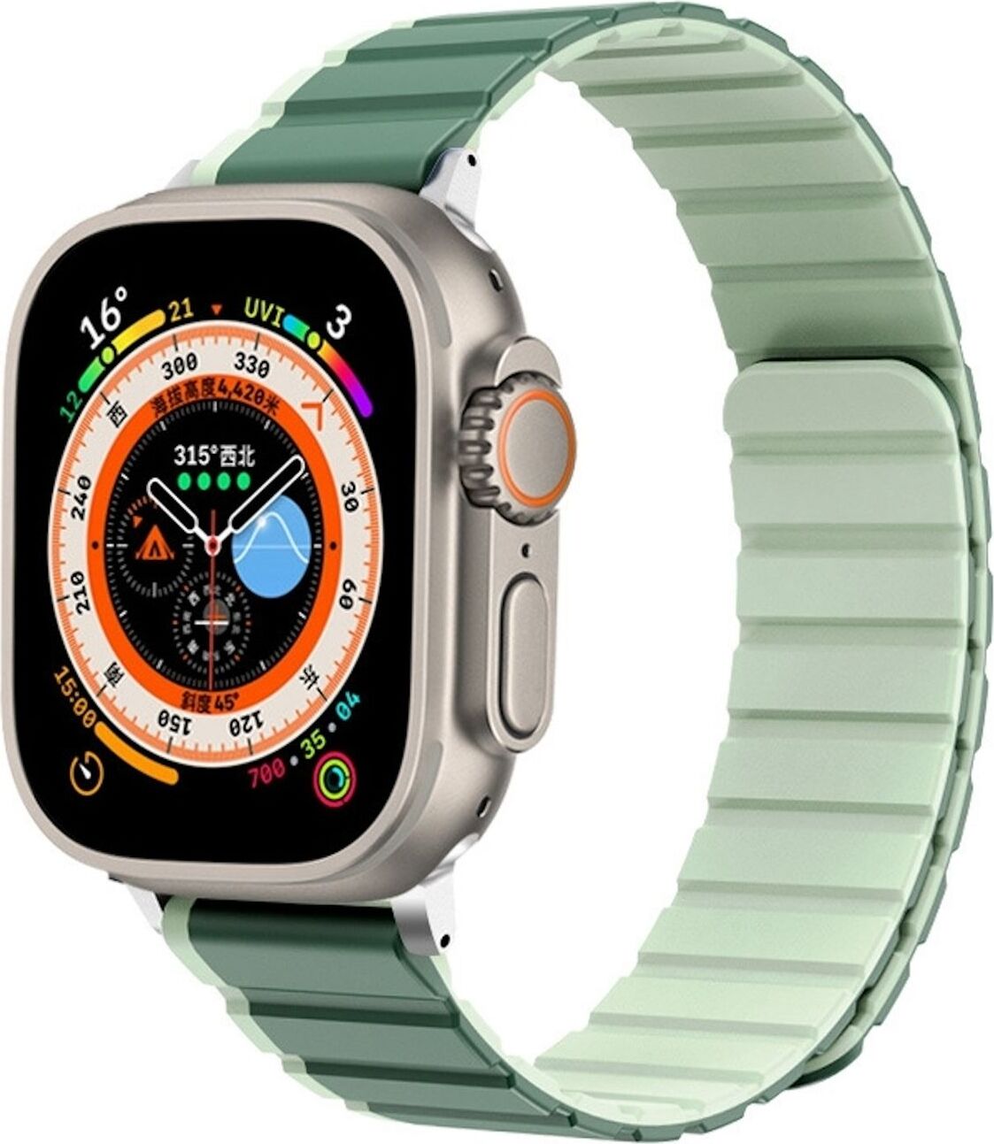 Pre Apple Watch Ultra 2 / 1 49 mm magnetický silikónový remienok zelený