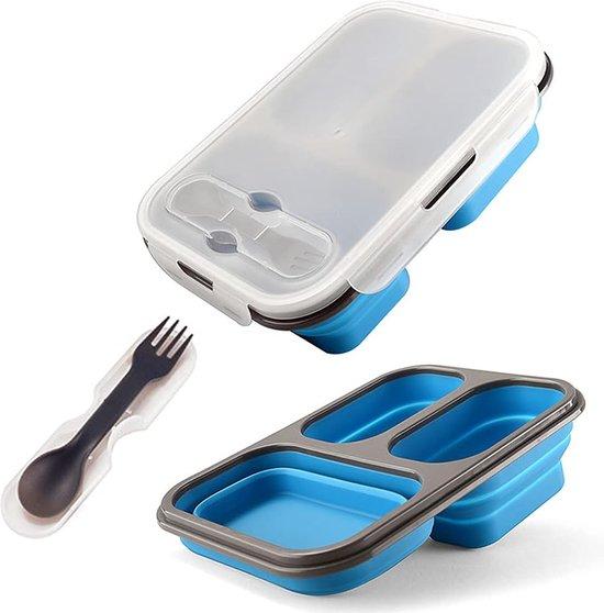 OEM Kollabierte Speisebox, 3-Kompartmentsige Speisebox, Collapsible Speisebox, Silikon, Leckstoffsicher, für Erwachsene und Kinder (Blau) 2026