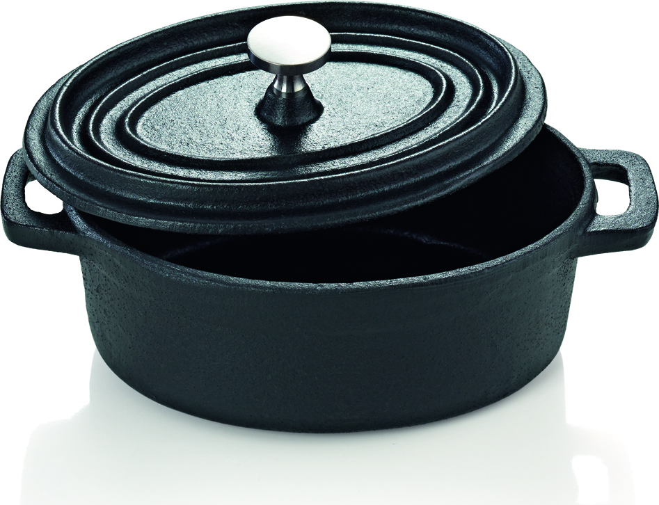 W-A-S Cocotte - kleiner Gusstopf zum Kochen und Schmoren - Oval 12x9cm - mit Deckel 59-3525121