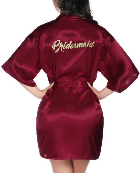 OEM Satijnen Kimono Badjas in Fuchsia für Brautjungfrau 2026