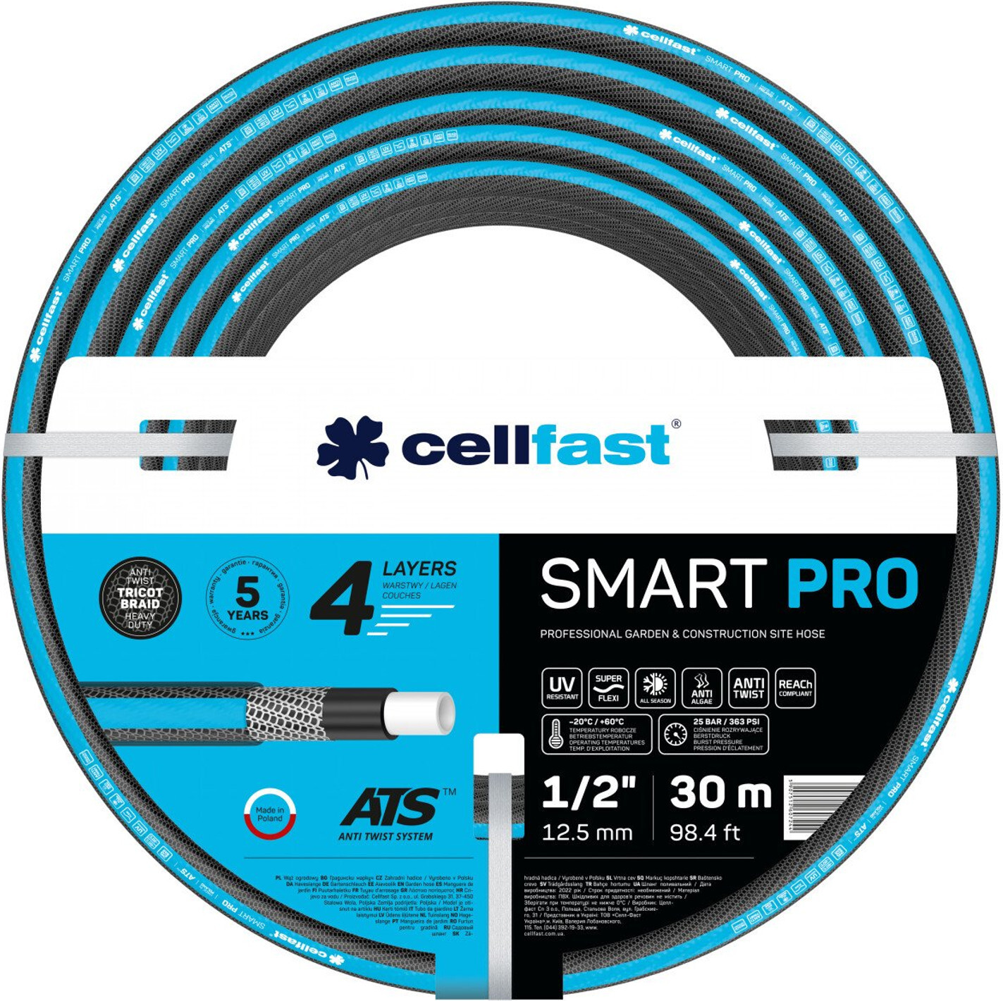 Cellfast w ogrodowy smart pro ats 1/2" 30mb 13-401