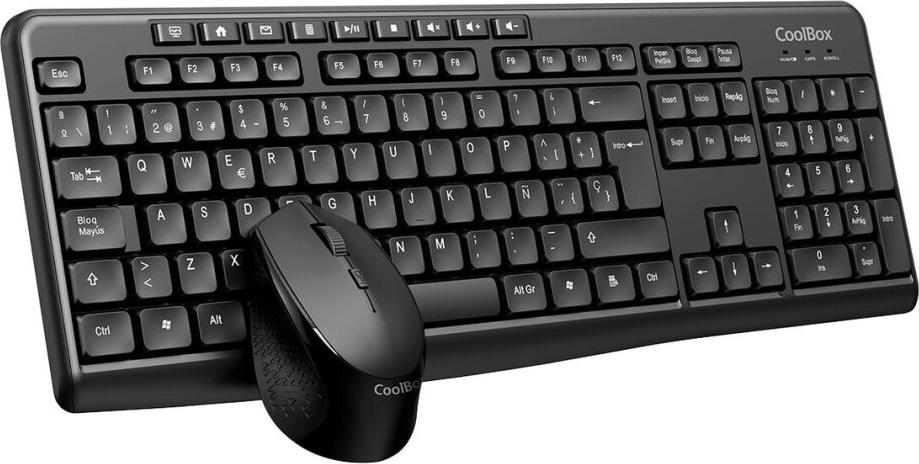 Tastatur mit Maus CoolBox COO-KTR-03W Schwarz Qwerty Spanisch