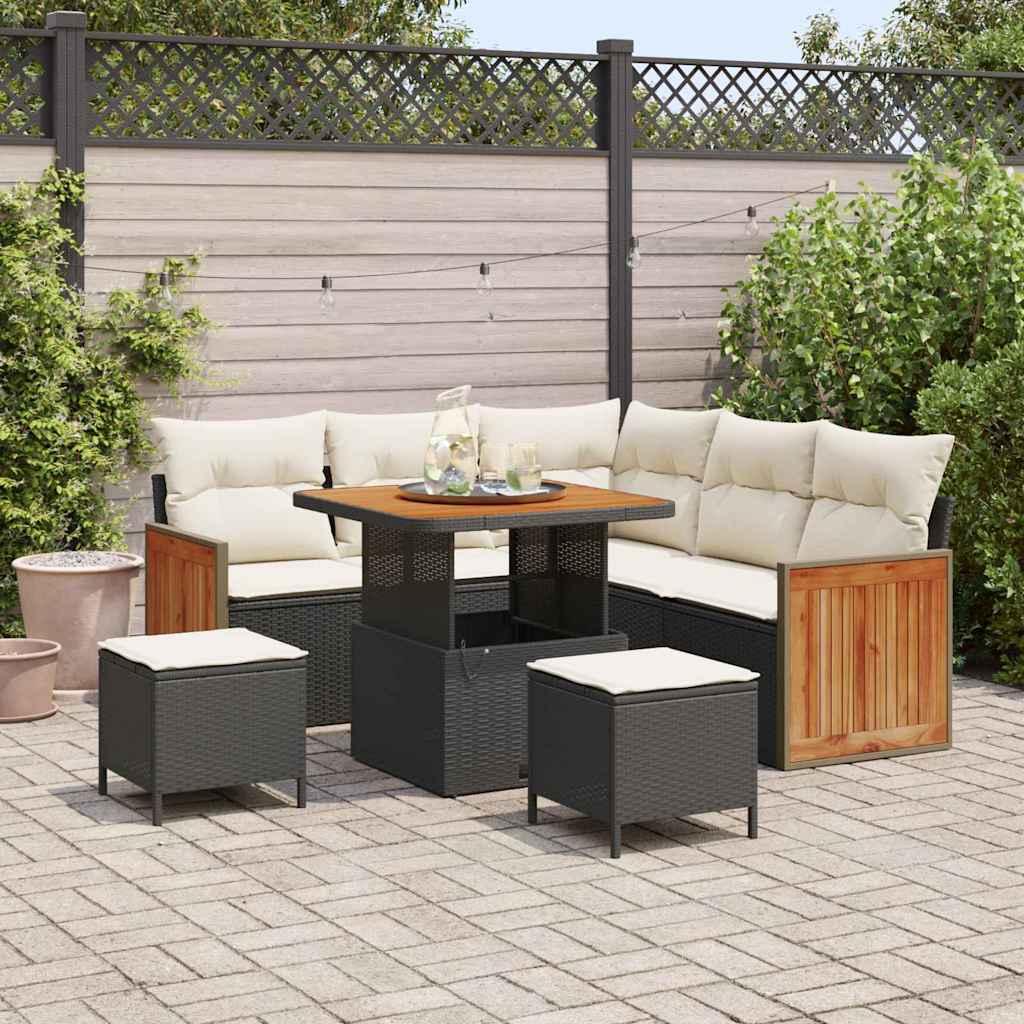 Design Garten-Sofa-Set 8 pcs Schwarz und Creme 80 x 80 x 71 cm - Gartensofas 2025 Neu7570657 5parcel Image