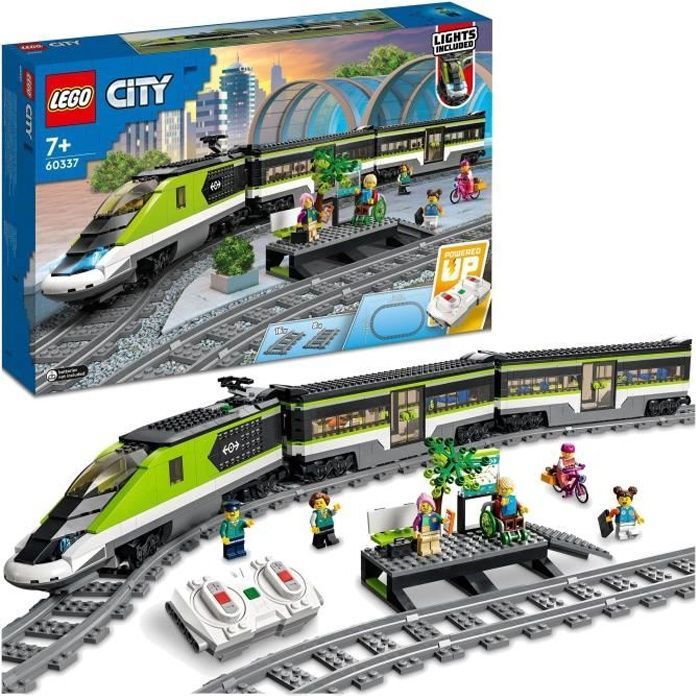 LEGO City Express osobný vlak, diaľkovo ovládaný vlak, funkčné svetlomety, 6 minifigúrok, 7+ rokov