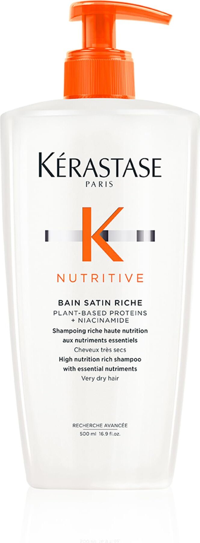 Kérastase Nutritive, Šampón na veľmi suché vlasy, Hydratačný a revitalizačný kúpeľ na vlasy, Bez parabénov, Bain Satin Riche High Nutrition Rich Shampoo, 500 ml