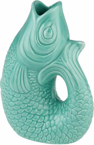 Gift Maker Monsieur Carafon – Boccale/Vaso A Forma Di Pesce, Azzurro, 0,2 Litri, In Terracotta Smaltata
