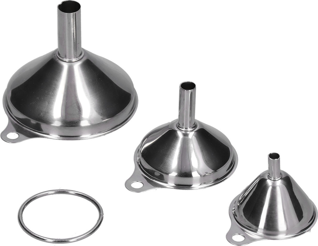 Cocosity Metalltrichter,Edelstahltrichter,Fülltrichter für Flaschen,Küchentrichter-Set,Einmachtrichter,Trichter mit Schlaufen