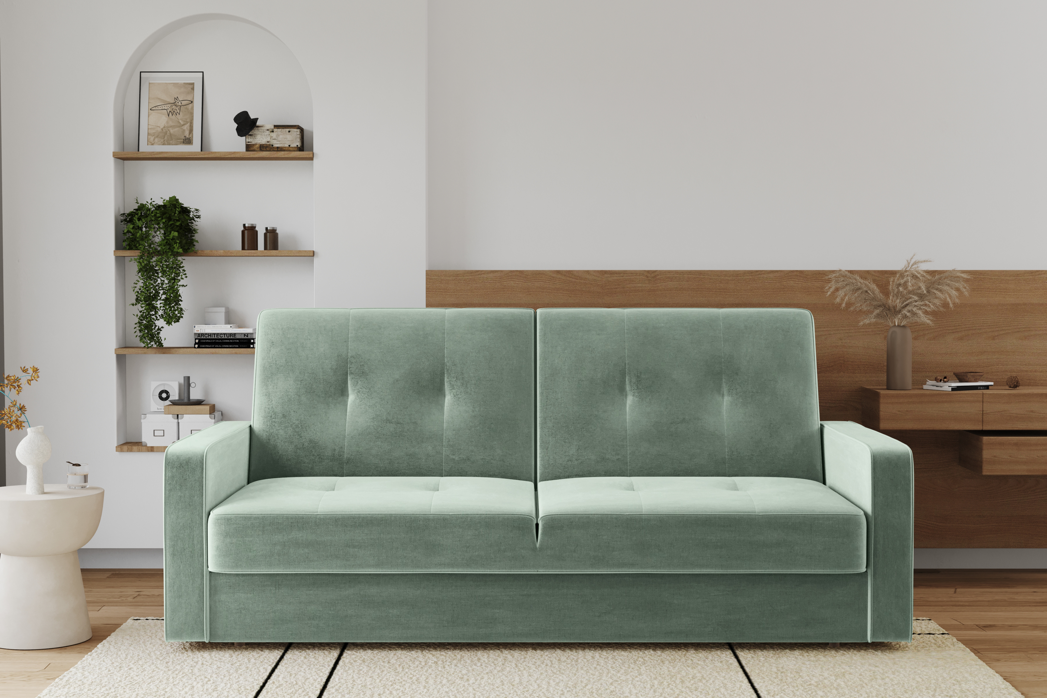 Kaiser Möbel Sofa mit schlaffunktion und bettkasten KLARA Riviera Stoff Mintz