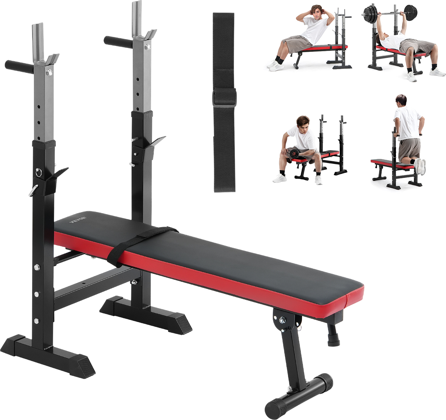 VEVOR Hantelbank-Set mit Schnellklapp- und Schnellverstellung, Tragkraft 181 kg, für Krafttraining zu Hause, Schwarz