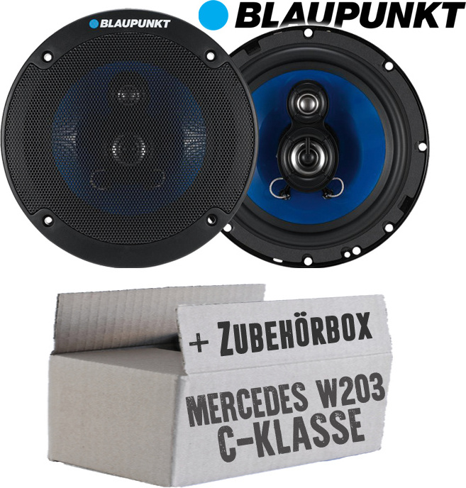 Lautsprecher Boxen Blaupunkt ICx663 - 16,5cm 3-Wege Auto Einbauzubehör - Einbauset passend für Mercedes C-Klasse JUST SOUND best choice for caraudio MBW203Fx_ICX663