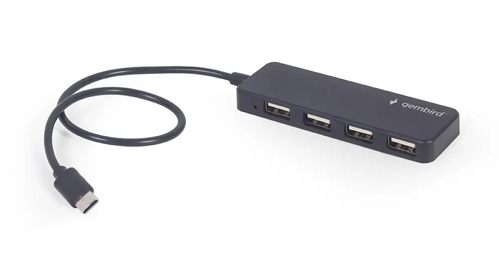 Gembird 4-portový rozbočovač USB typu C, čierny
