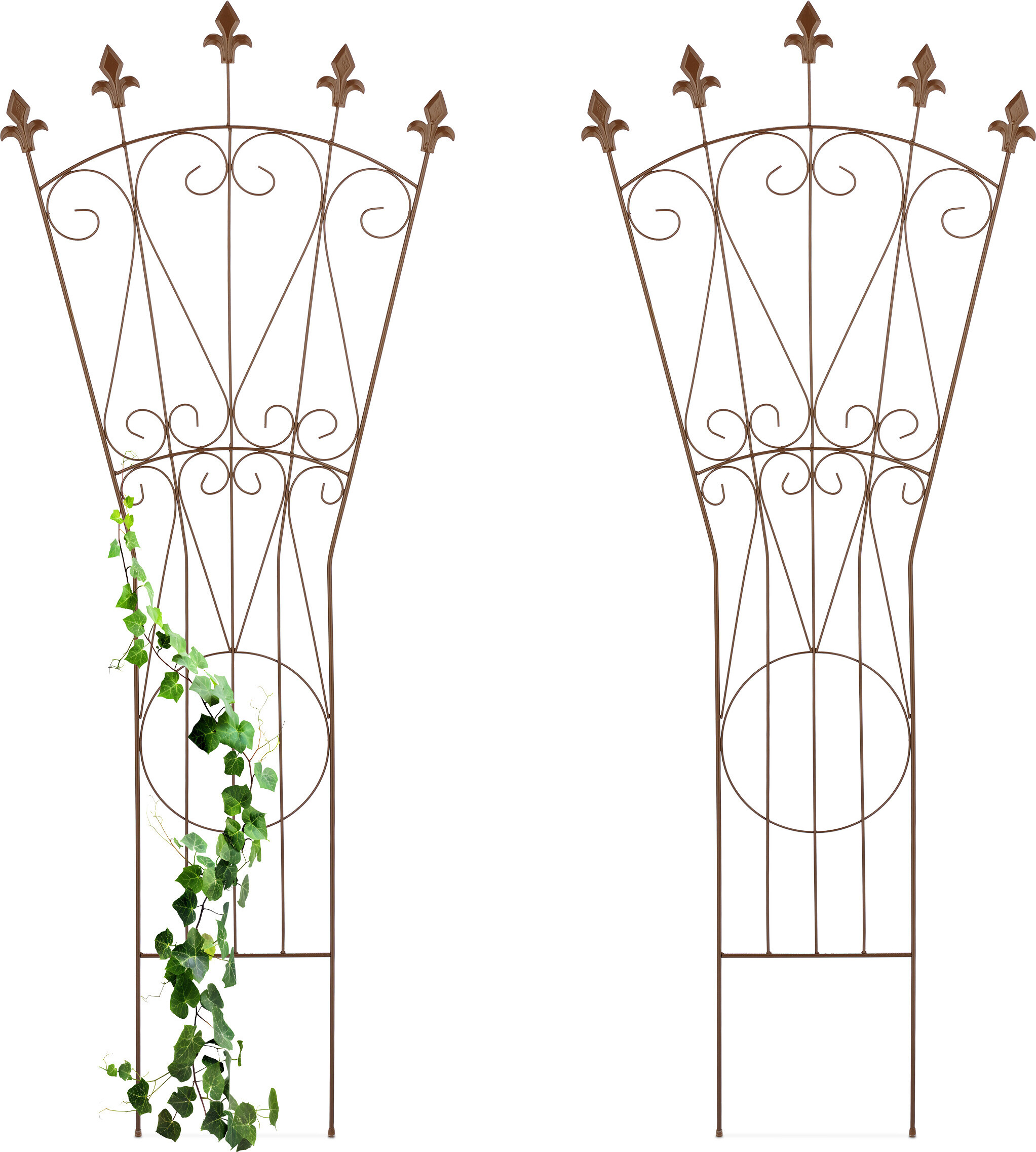 Spetebo - Set Di 2 Tralicci In Metallo A Forma Di Cipolla Per Piante Rampicanti - Grigio, Altezza 64 E 47 Cm - Supporto Da Giardino Con Picchetti - 3