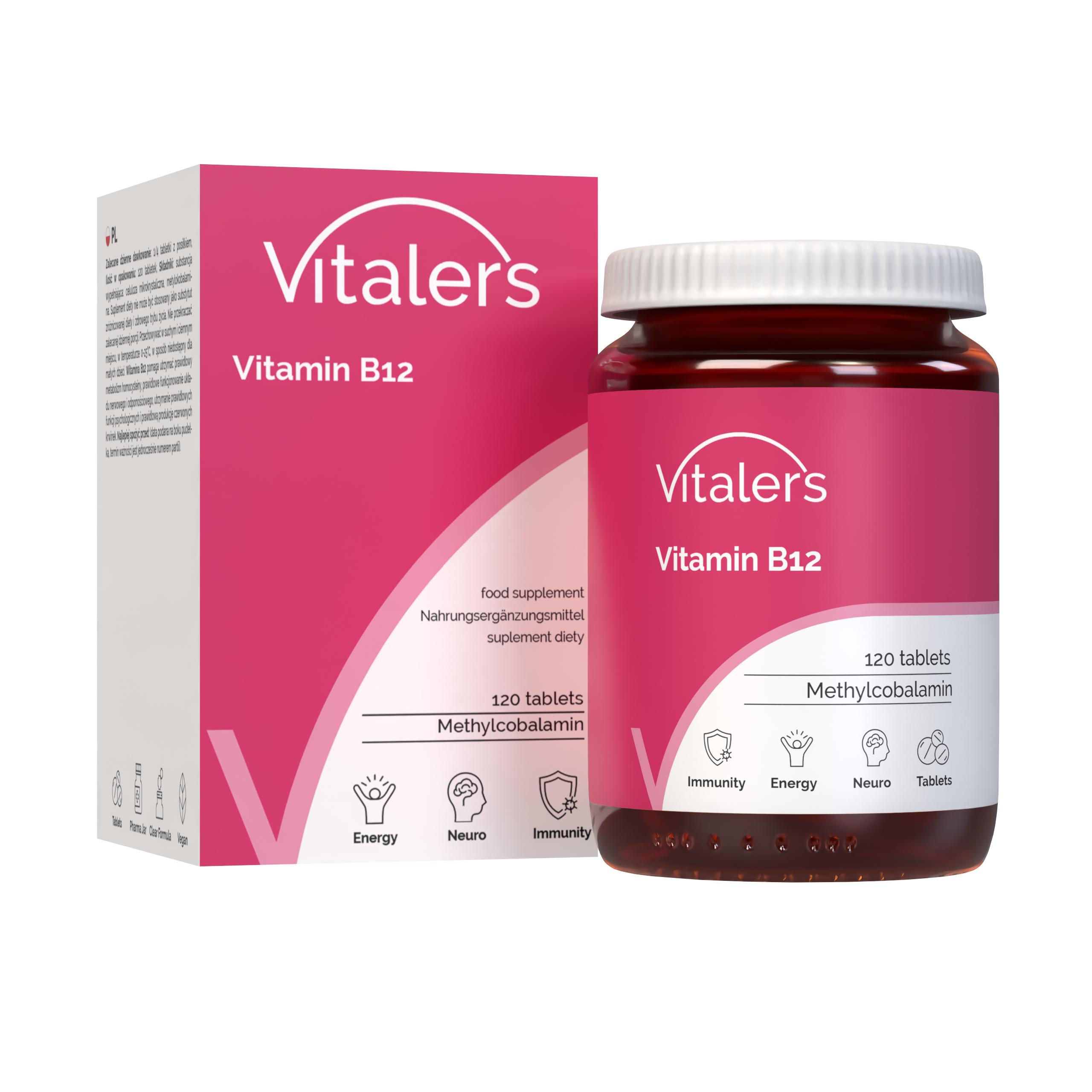 Vitaler's Vitamin B12 100 µg - 120 Tabletten, vegan, ohne Konservierungsstoffe, reine Zusammensetzung VIT-0729