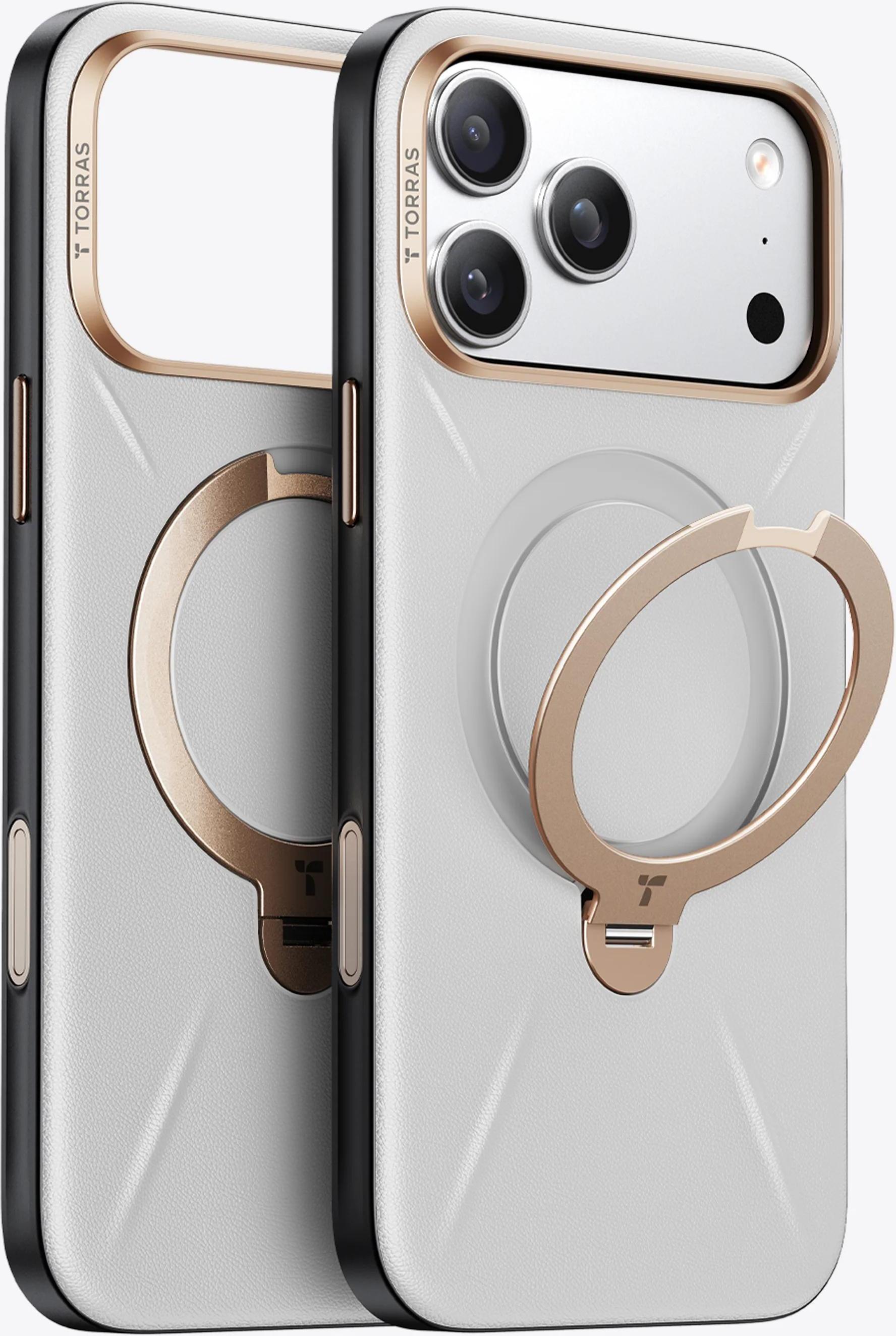 TORRAS QPro Leather – iPhone 17 Pro Max-Hülle, kompatibel mit MagSafe (Perlgrau)