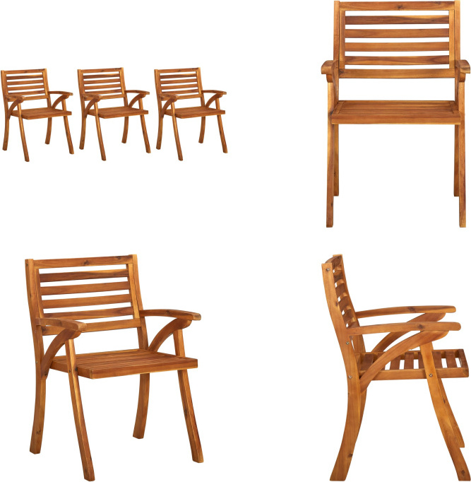 vidaXL Gartenstühle 3 Stk. Massivholz Akazie - Gartenstuhl - Gartenstühle - Holzstuhl - Holzstühle