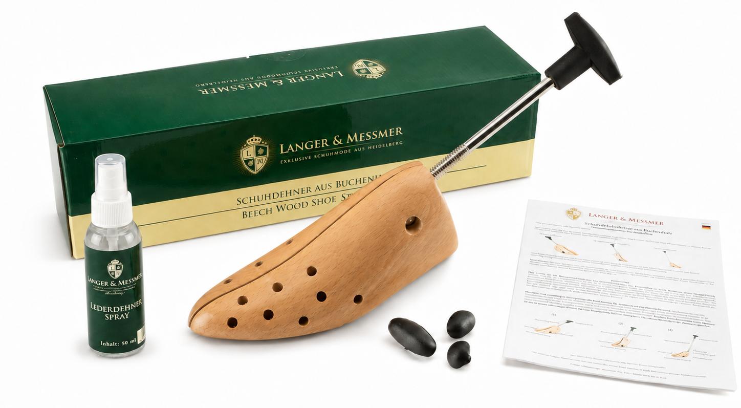 Langer & Messmer Schuhdehner aus Buchenholz für Herren inkl Lederdehner, Größe XL 46,5/48