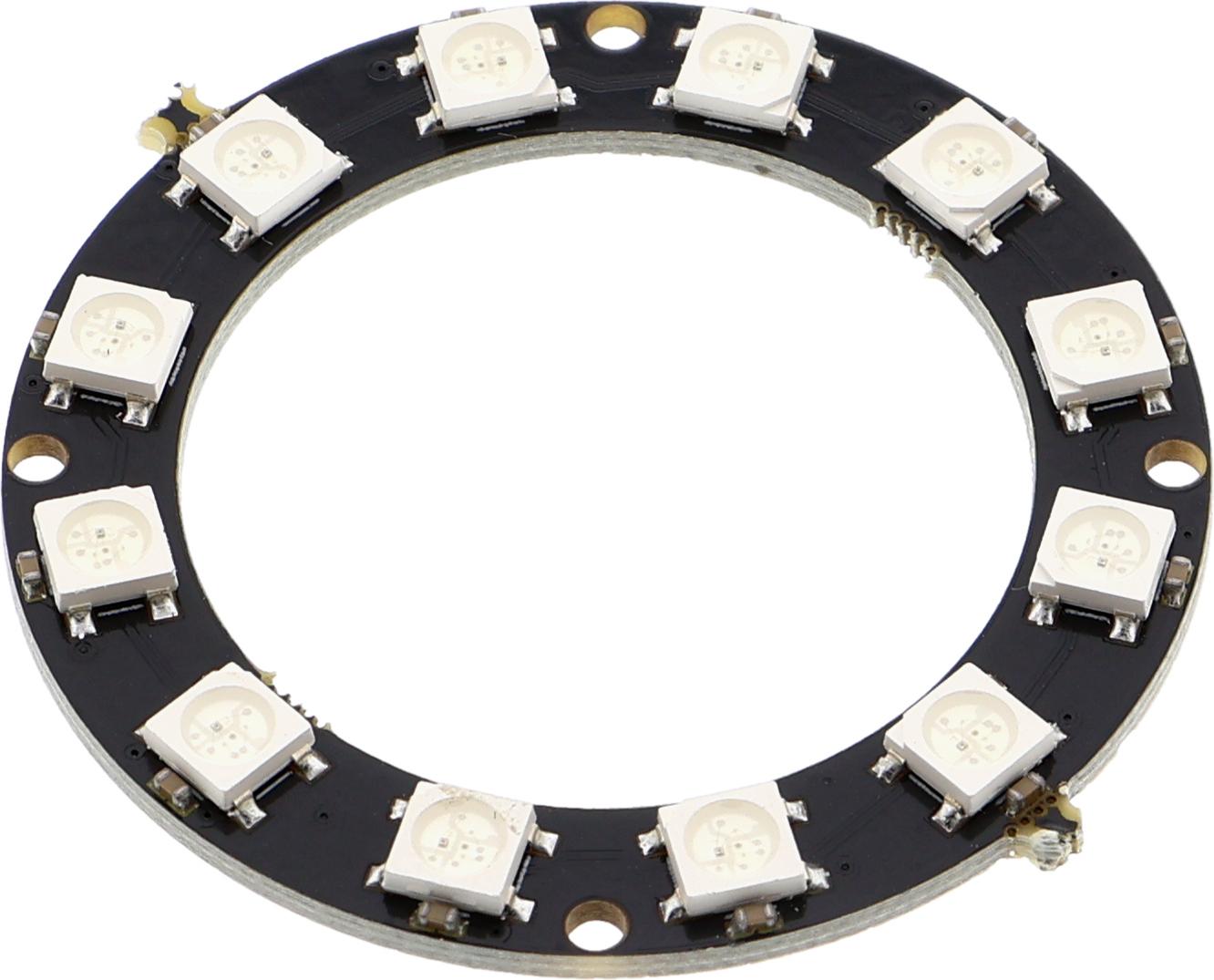 Funduino LED Ring (WS2812, vergleichbar mit Neopixel) Größe: 12 Pixel Angelötete Stiftleiste: Nein LED Ring (WS2812, vergleichbar mit Neopixel) : 12 Pixel Nein