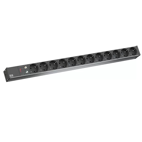 BACHMANN IT PDU ALU 1HE 12x Schutzkontakt, Zuleitung mit Schutzkontaktstecker 800.2334