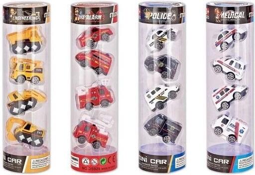 SWEDE Fahrzeuge in der Tube, 4 Stk. MIX (Spielzeug: Fahrzeuge)