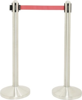 Securit Natahovací zábranový stojan s podstavcem, nerez, ervená páska RS-RT-RVS-RD-SET