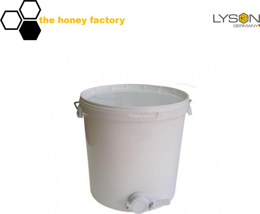 the honey factory Abfüll-Eimer 25 KG mit Quetschhahn und Griff Weiß Imkerei Honigeimer Abfüller