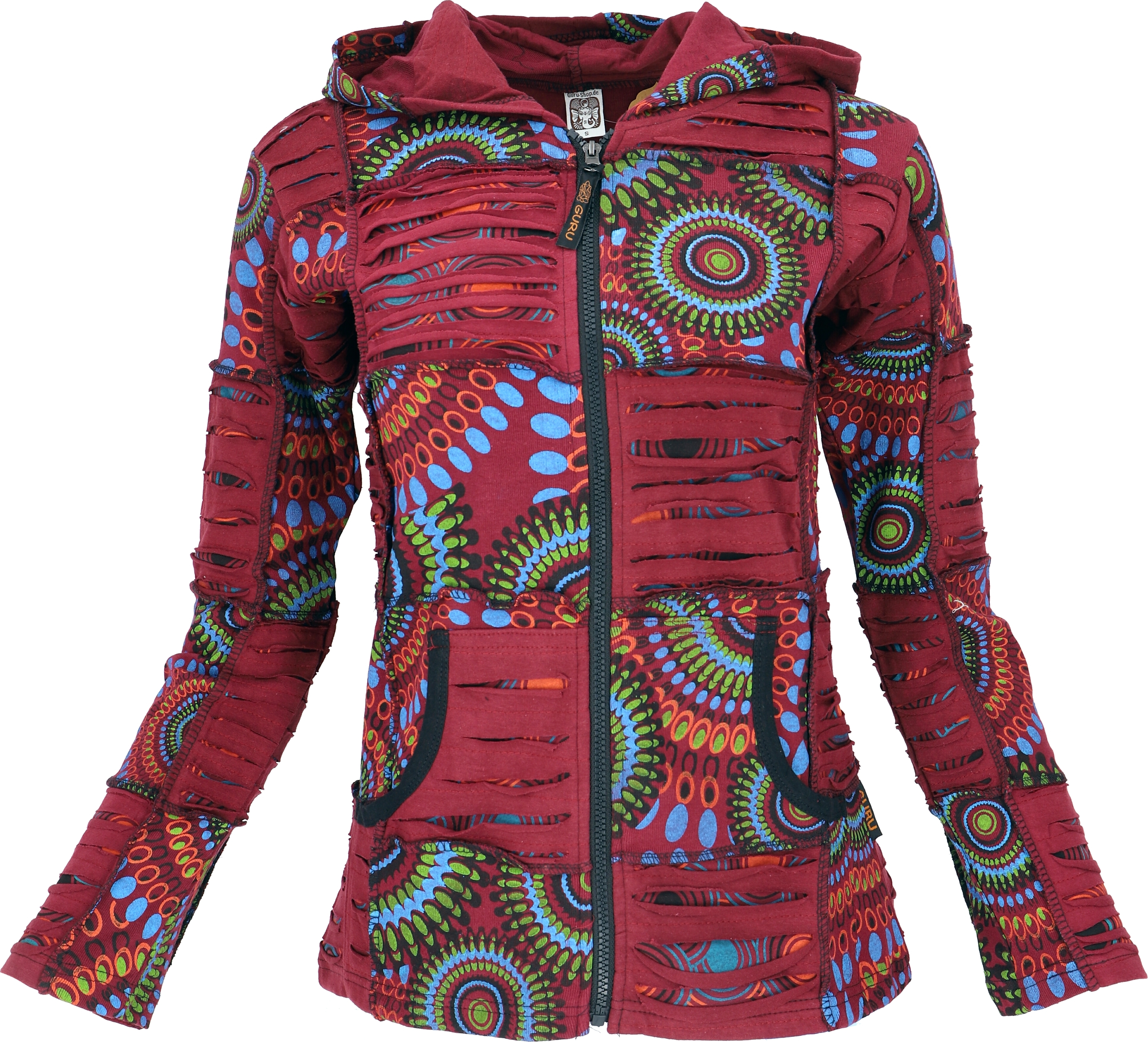 Boho Bunte Patchwork Jacke Goa Patchwork Jacke, Boho Kapuzenjacke