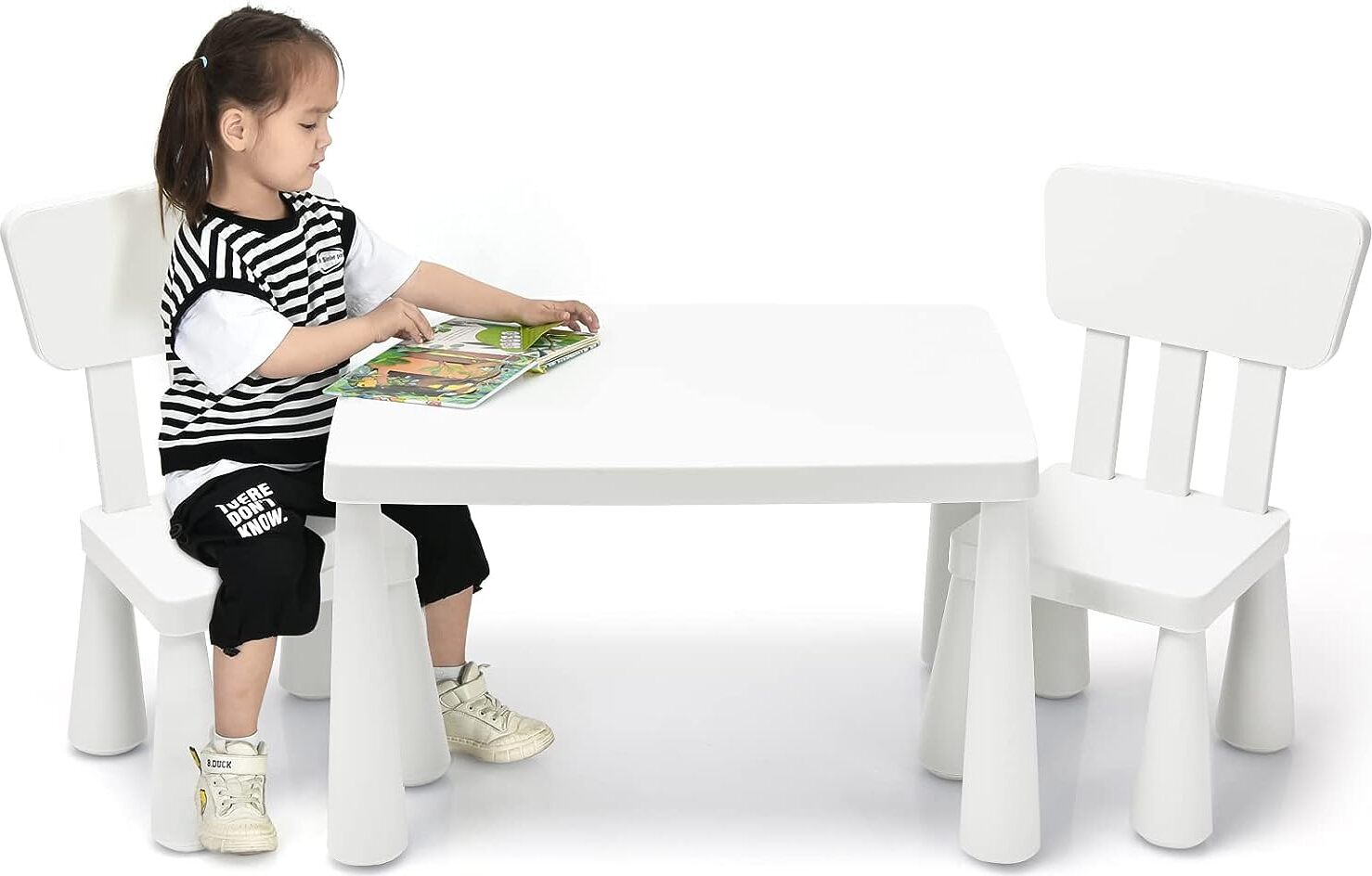 YRHome Kindertisch Mit 2 Stühlen – Höhenverstel Produktbild-Vorschau 5