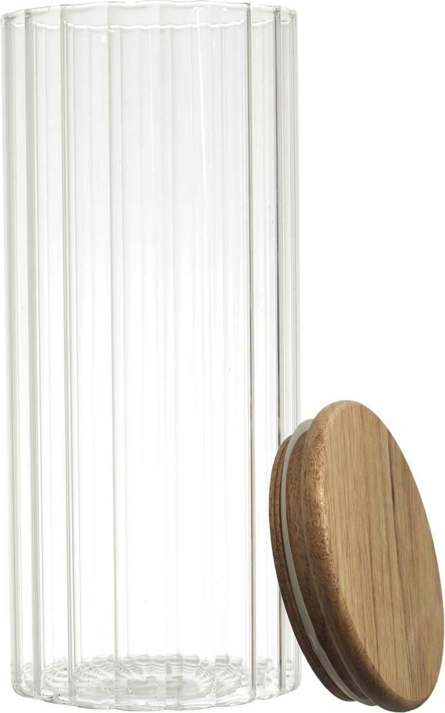 HowHomely | Aufbewahrungsglas - ARNO - 1100 ml - Transparent - Mit Akazienholzdeckel - Stilvolle Küchenorganisation HH-KA0379