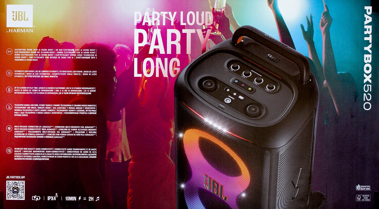 JBL PartyBox 520 Party-Lautsprecher mit AI Sound Boost u. Lichtshow schwarz PARTYBOX520
