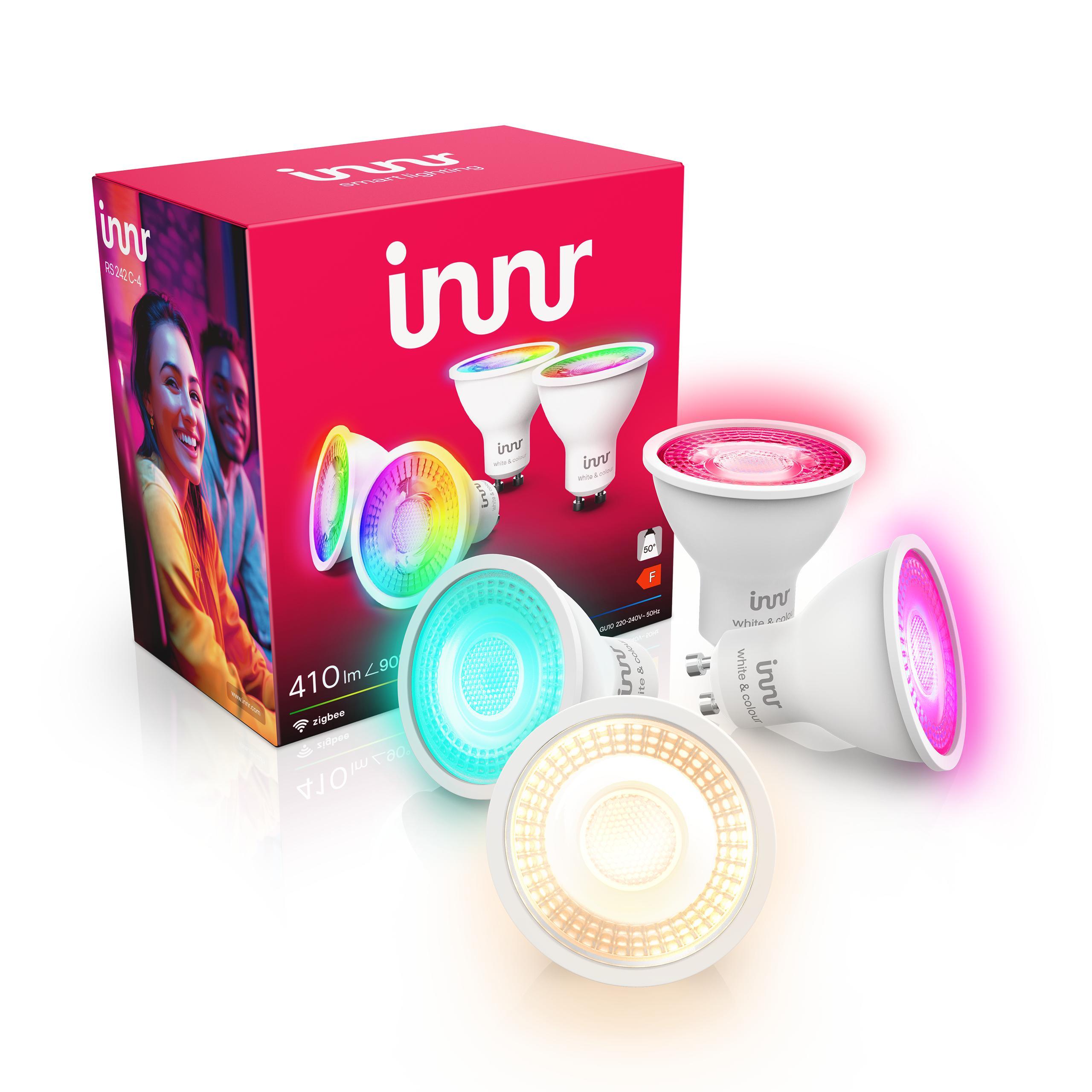 Innr Zigbee GU10 LED, funktioniert mit Philips Hue*, Smart Lampe White & Color, 4-er Pack RS 242 C-4