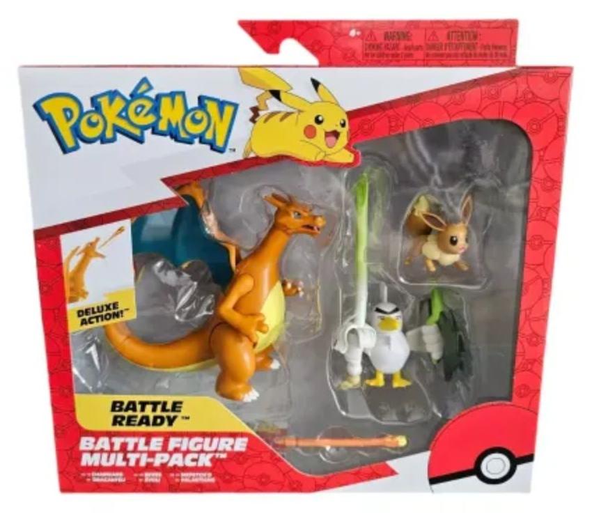 Jazwares Pokémon Evoli, Lauchzelot & Glurak Battle Figure Multipack 11,5cm B302219