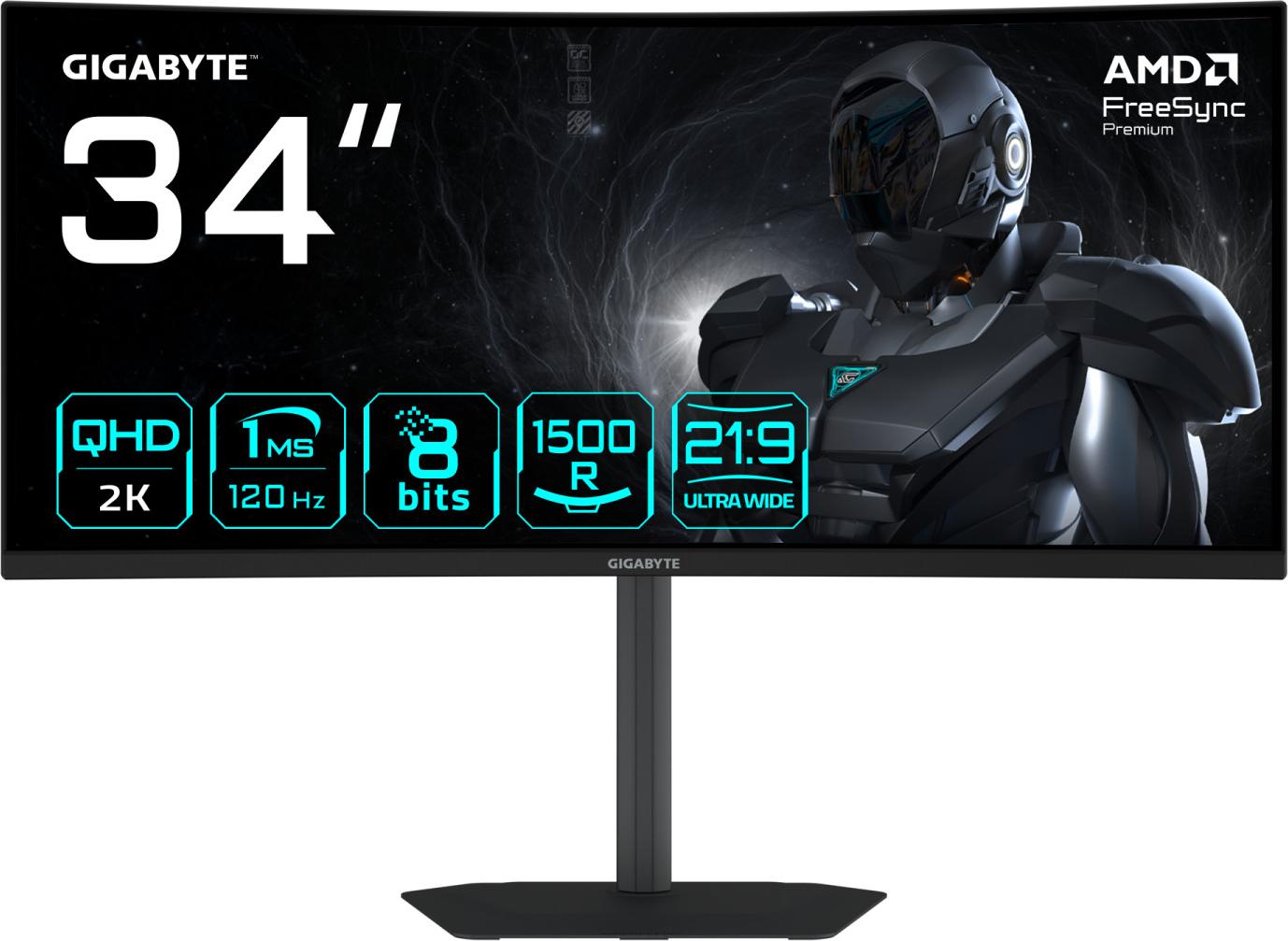 GIGABYTE GS34WQCA, Gaming-Monitor, (WQHD, VA, Curved